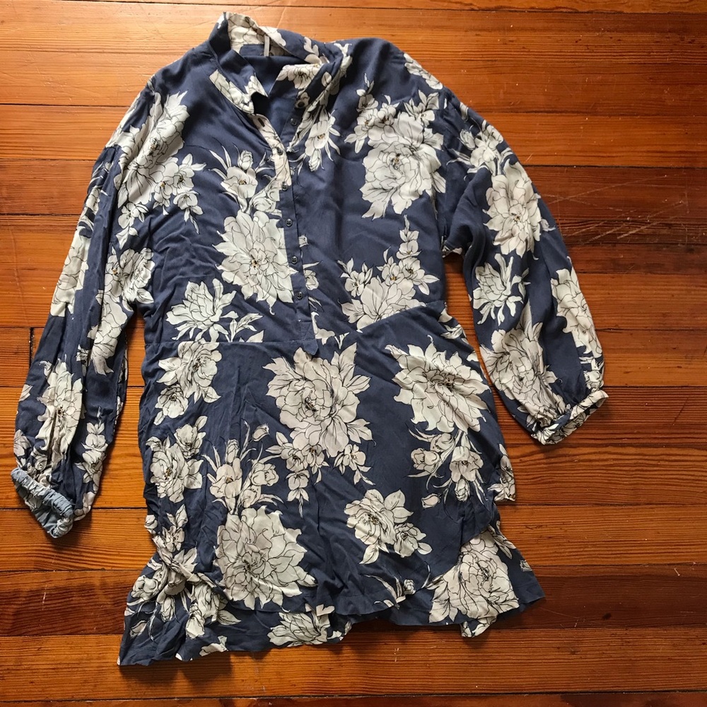 Free People flowy floral shirt dress